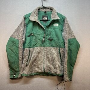 The North Face Jacket Mens Small Green Sherpa Fleece Full Zip Outdoor Hiking